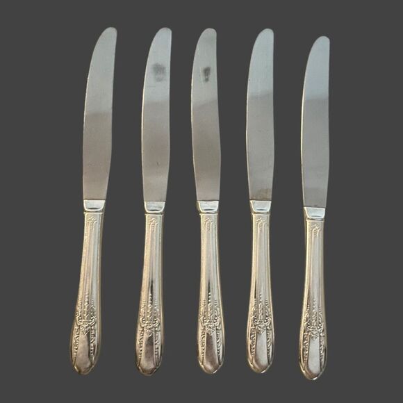 1939 Wm Rogers REFLECTION Silverplate Flatware DINNER KNIFE Tapered Blade 9" (5) - Picture 1 of 11